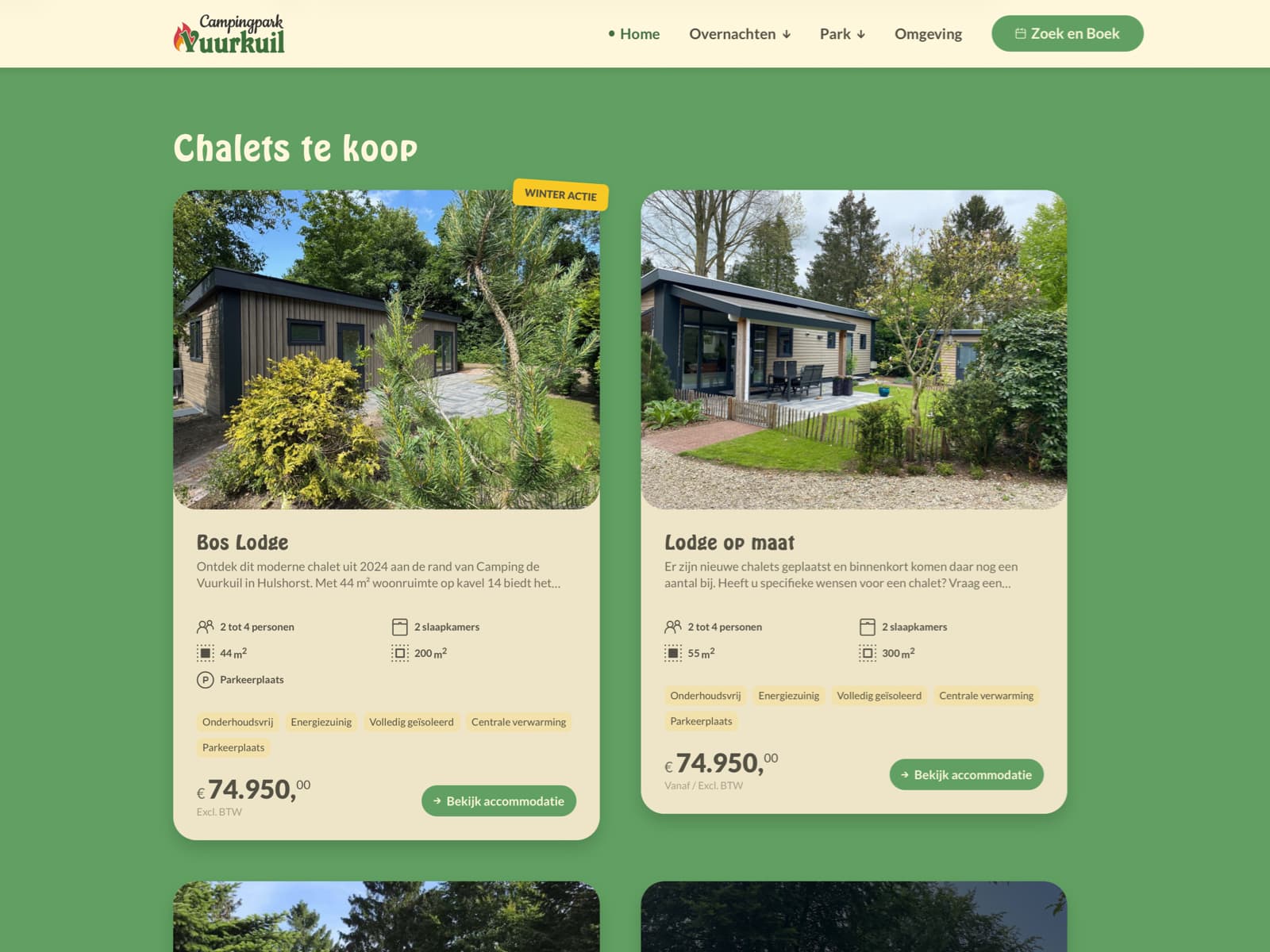 Verkoop van chalets